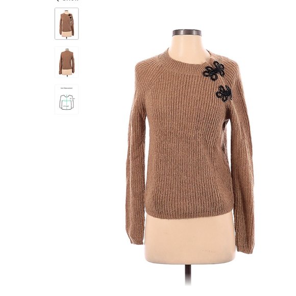 J. Crew Sweaters - J.Crew XS (extra-small) Tan sweater with black beaded collar accent